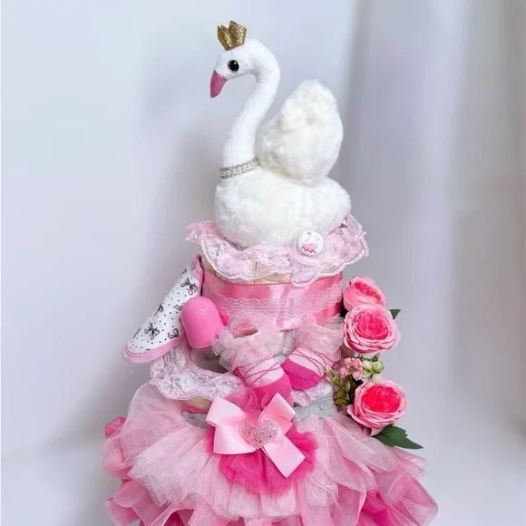 Swan Diaper Cake, Baby Shower Gift